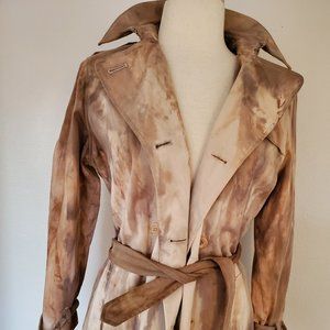 Rustic safari cowgirl equestrian tie dye camo wrap trench coat jacket cotton Med
